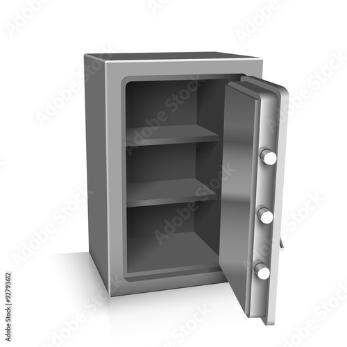 Open safe deposit 3D. Vector illustration