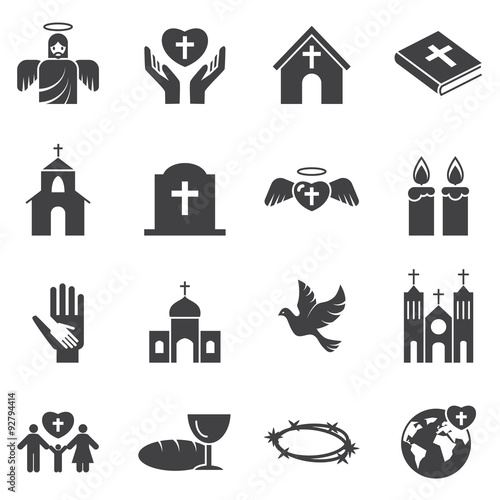 Christianity  religion icon set