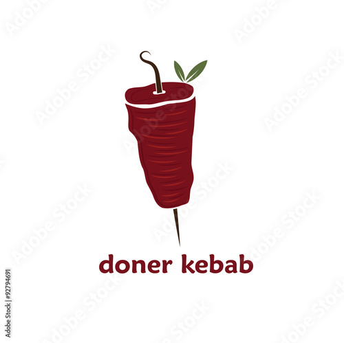 Vector illustration of doner kebab with leaves