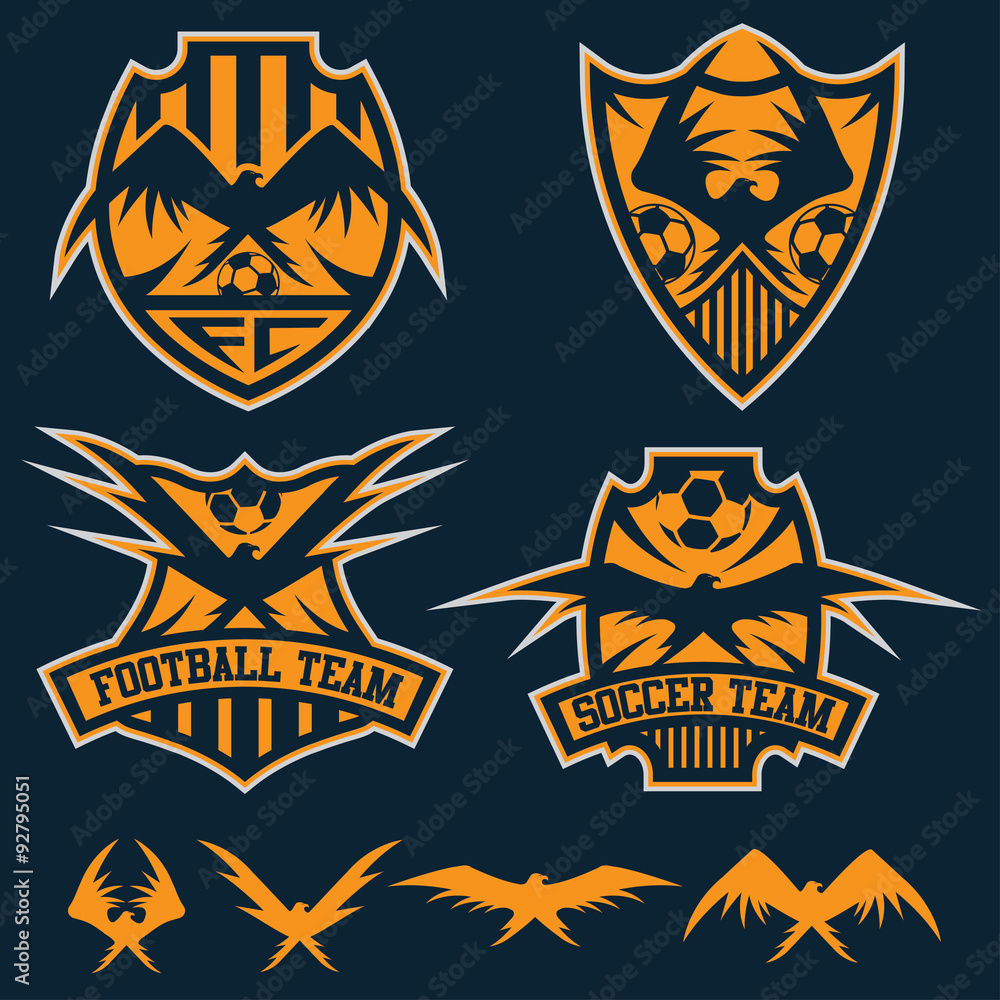football team crests set with eagles vector design template football team crests set with eagles vector design template