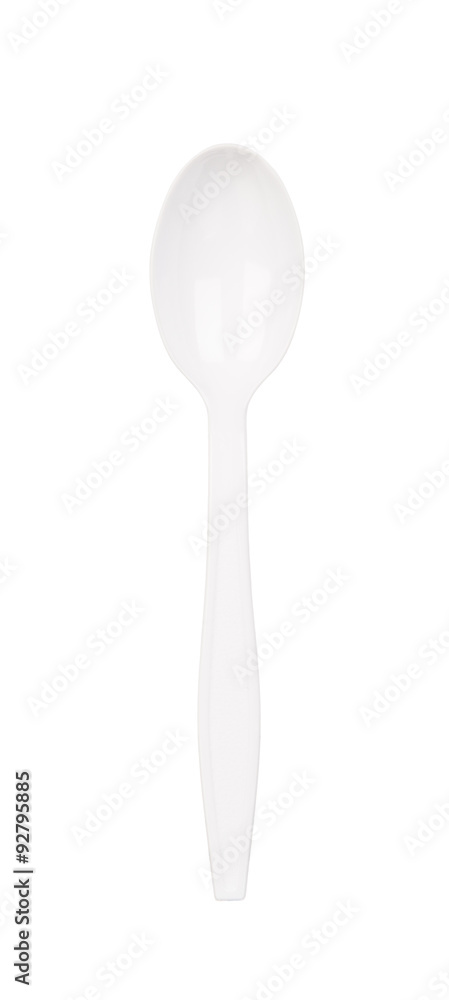 White plastic spoon isolated on white background White plastic spoon isolated on white background