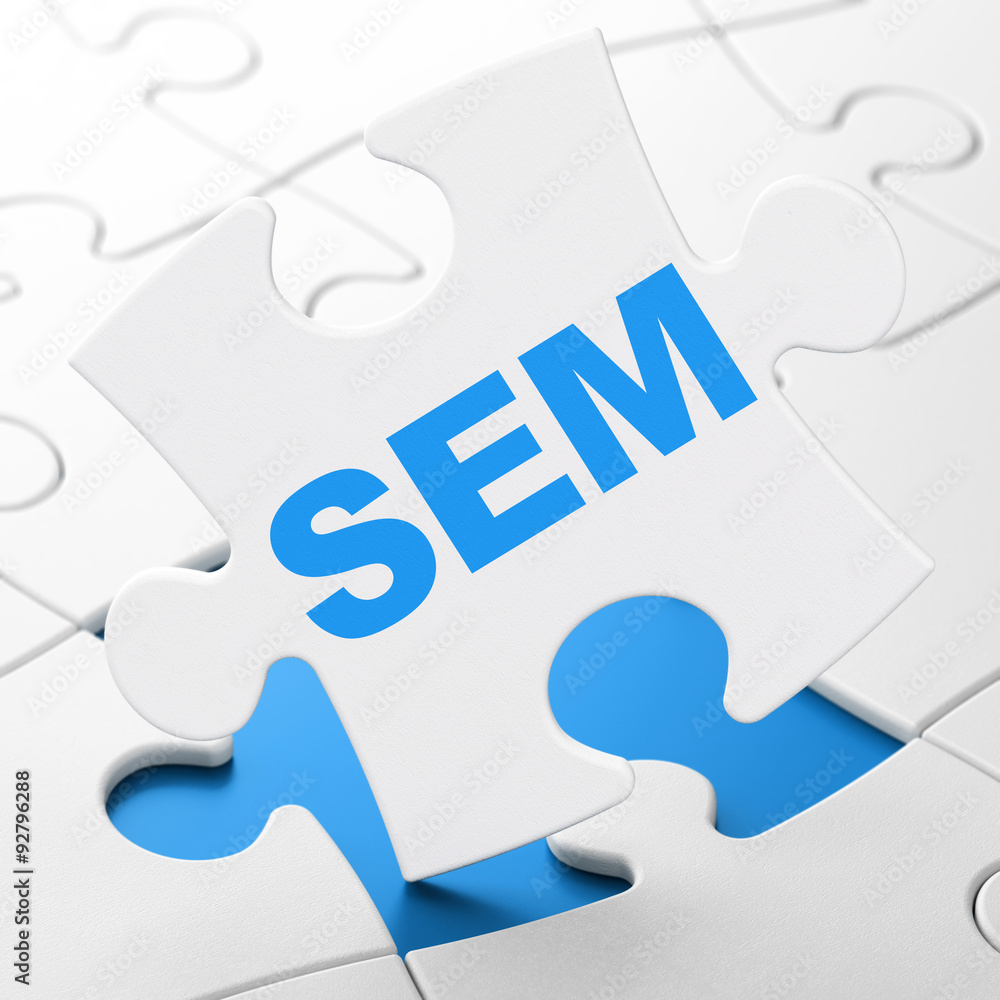 Marketing concept: SEM on puzzle background Marketing concept: SEM on puzzle background