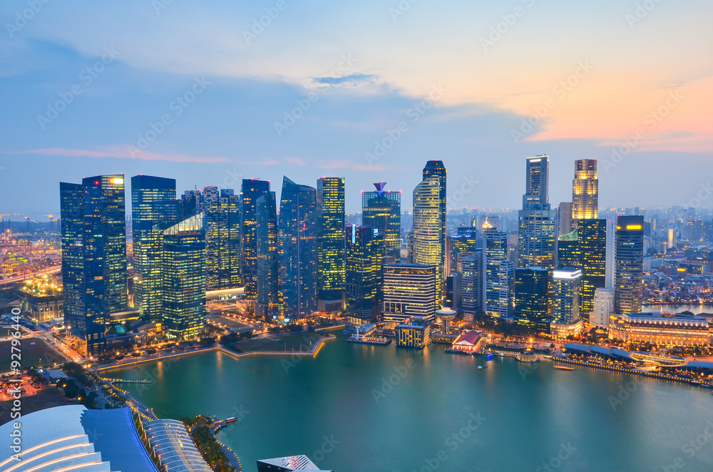 Skyline of Singapore building at twilight