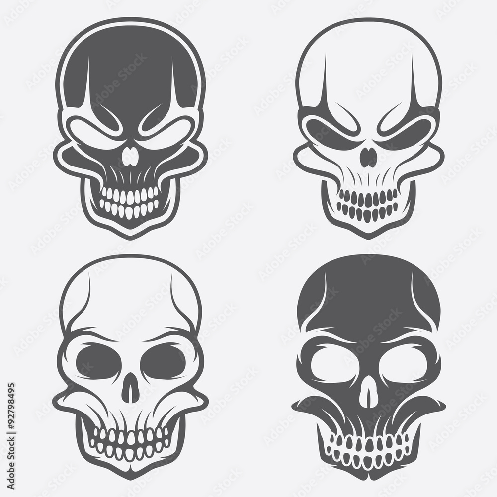 set of skulls vector design template set of skulls vector design template