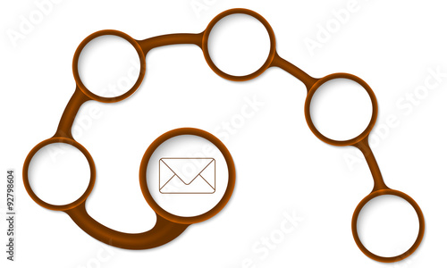 Brown circular text boxes for your text and envelope