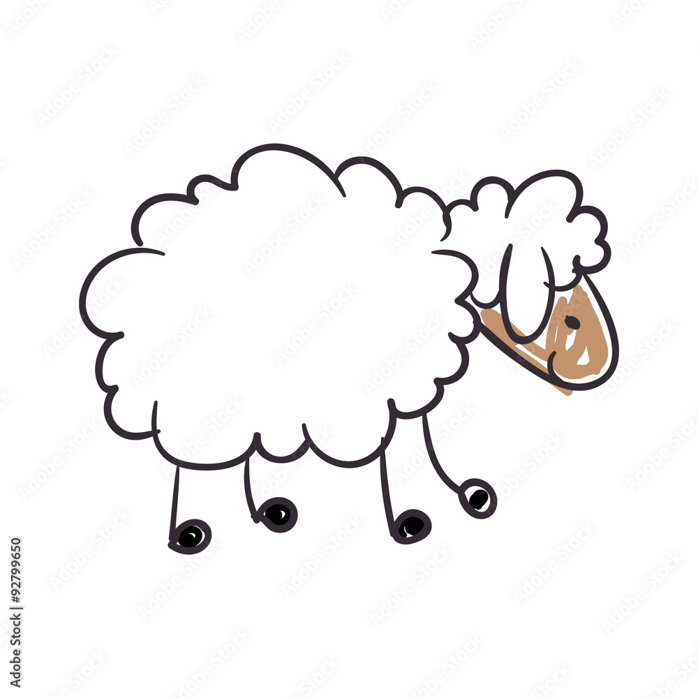 Vector Illustration of a Children's Drawing of a Sheep Vector Illustration of a Children's Drawing of a Sheep