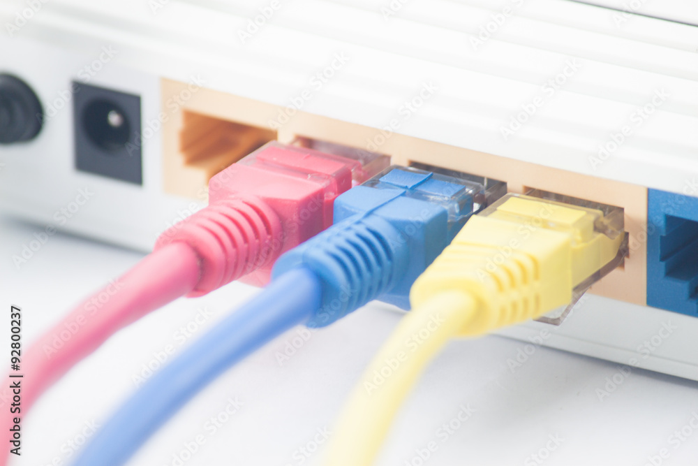 Wireless router with cables Wireless router with cables