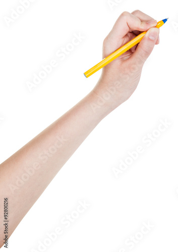 hand draws by blue pen isolated on white
