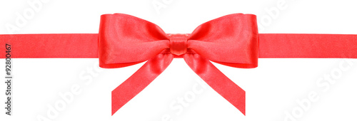 red ribbon and symmetric bow with vertical ends