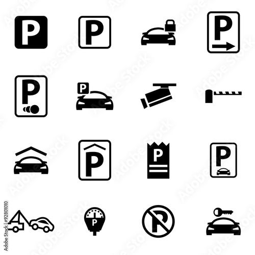Vector black parking icon set