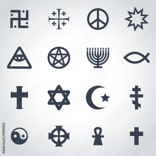 Photography Vector black religious symbols set