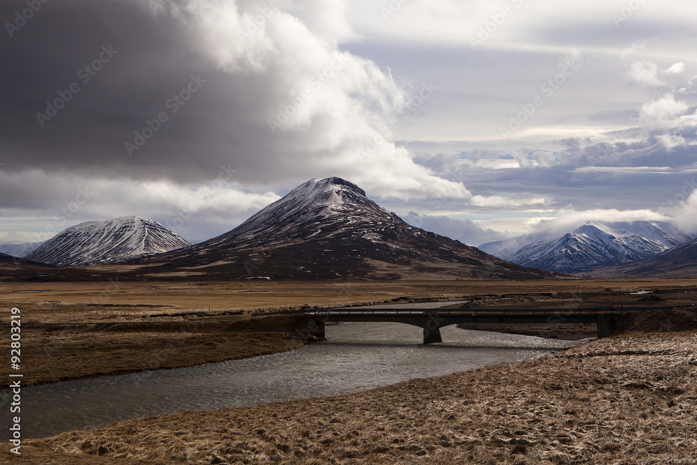 Impressive volcano mountain landscape in Iceland