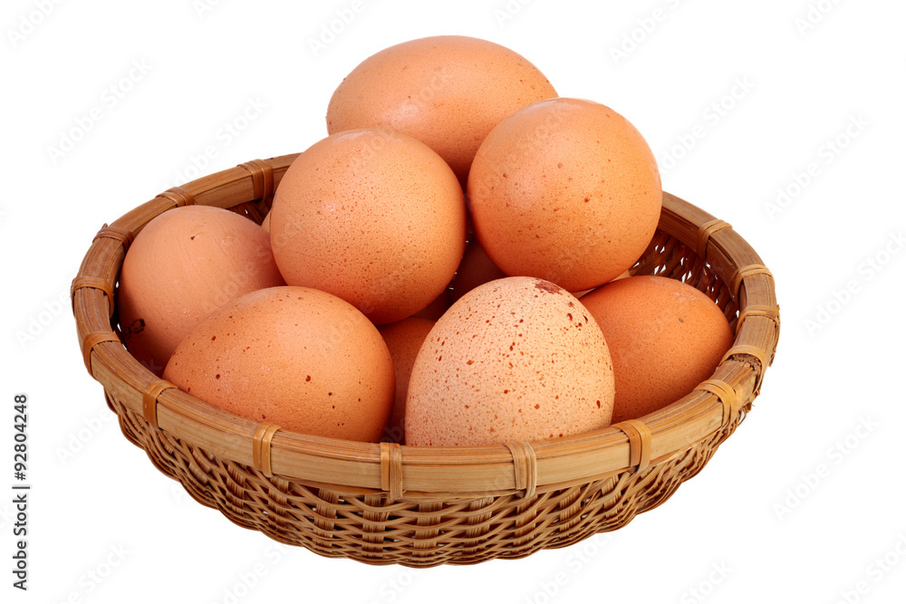 Eggs in basket isolated on white background with Clipping Path Eggs in basket isolated on white background with Clipping Path