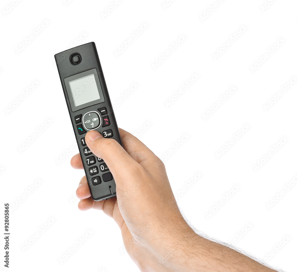 Hand with wireless radio telephone Hand with wireless radio telephone