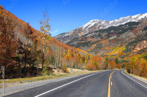 Scenic route near Ourey Colorado in autumn time