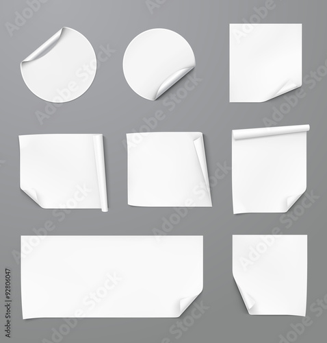 Set of curled stickers. Vector illustration