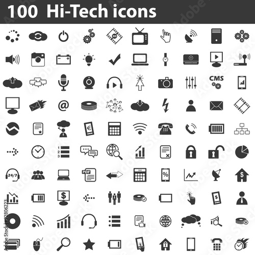 100 Hi-Tech icons set