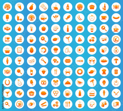 Food icons round set