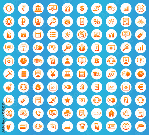 Finance icons round set