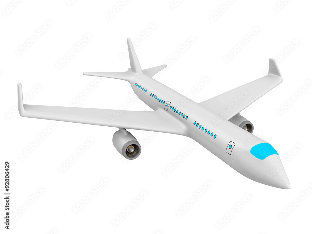 Flying Passenger Aircraft Airplane On White Background