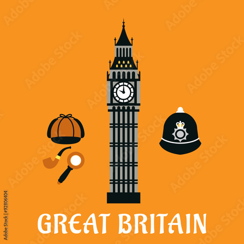Big Ben tower and other britain objects
