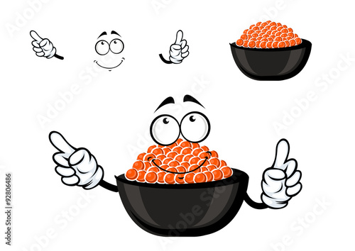 Red caviar bowl cartoon character