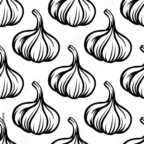 Garlic vegetables colorless seamless pattern
