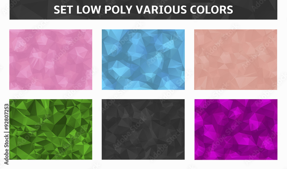 set low poly background assorted colors