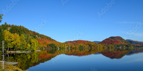 Classic Canadian lake view in fall colors