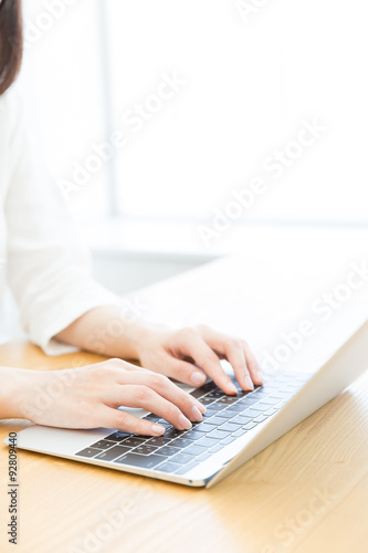 a woman using laptop