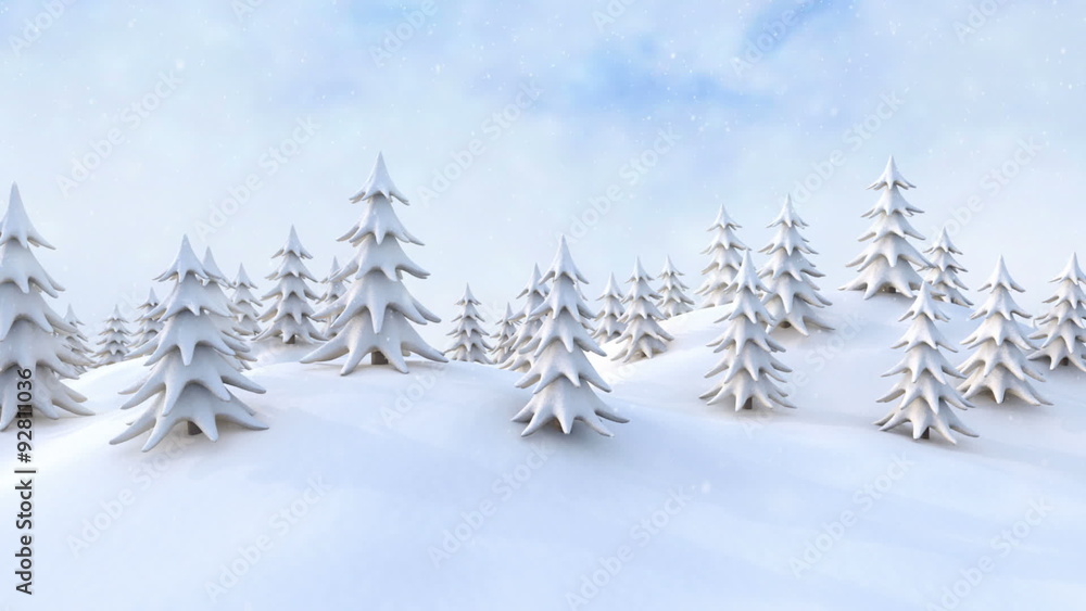 Winter snow-covered forest landscape Winter snow-covered forest landscape