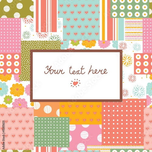 Cute patchwork postcard.