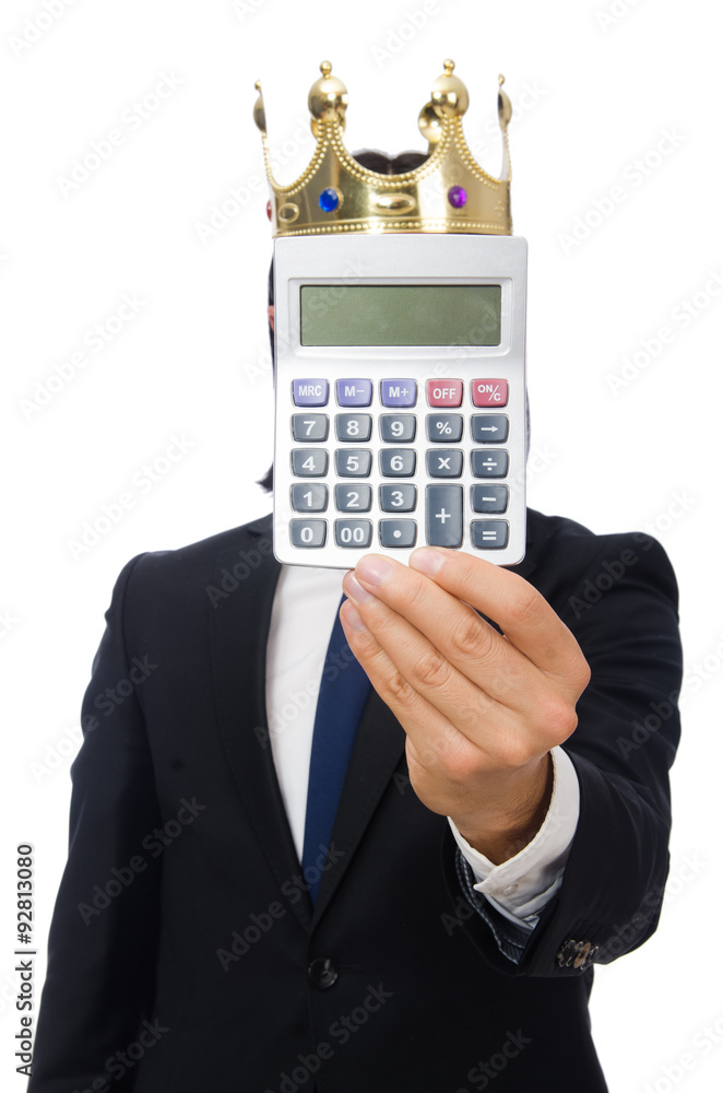 Funny man with calculator and abacus Funny man with calculator and abacus