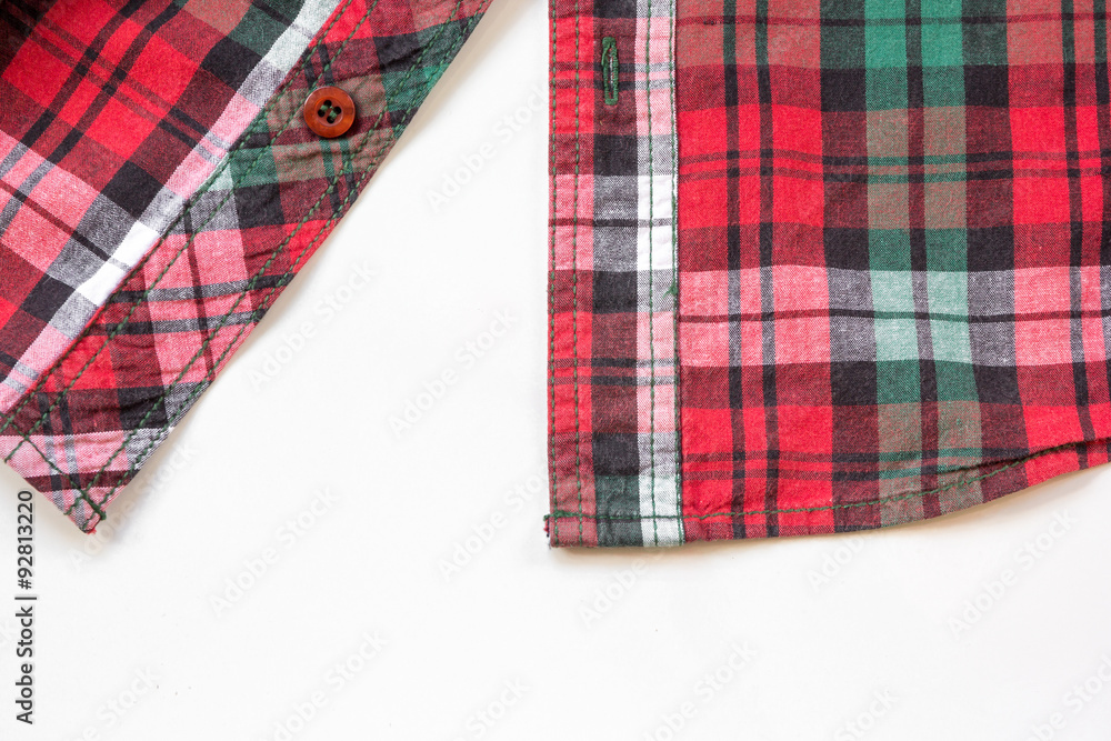 red plaid shirt on white red plaid shirt on white