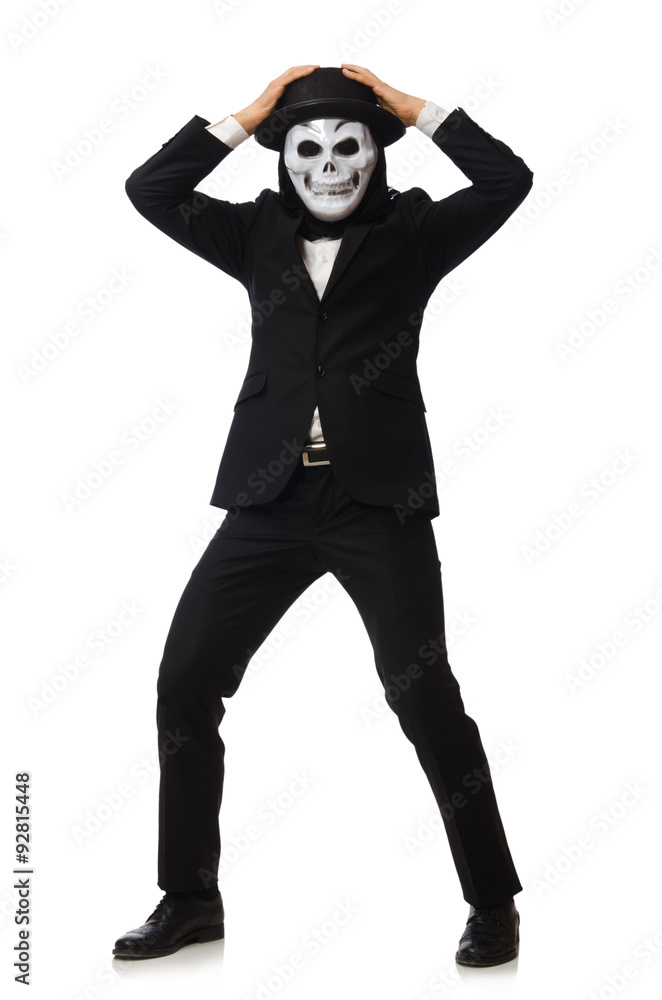 Fototapeta premium Man with scary mask isolated on white