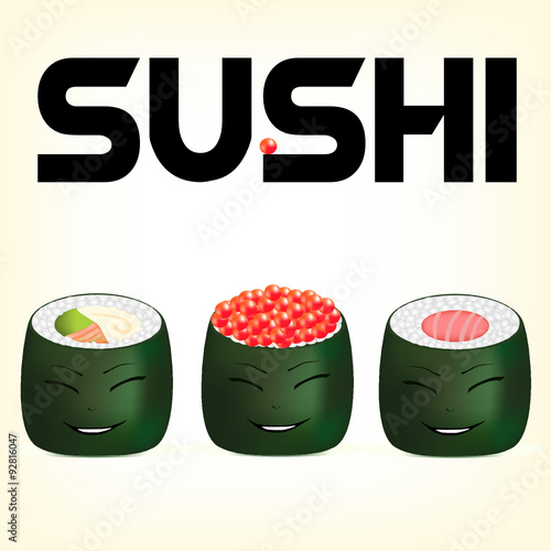  sushi tasty food, Japanese food, dry beaters from a salmon, snack from fish, sushi with a smile, a forage from a salmon, red caviar, butter cream, a delicacy from a salmon, seaweed in seafood