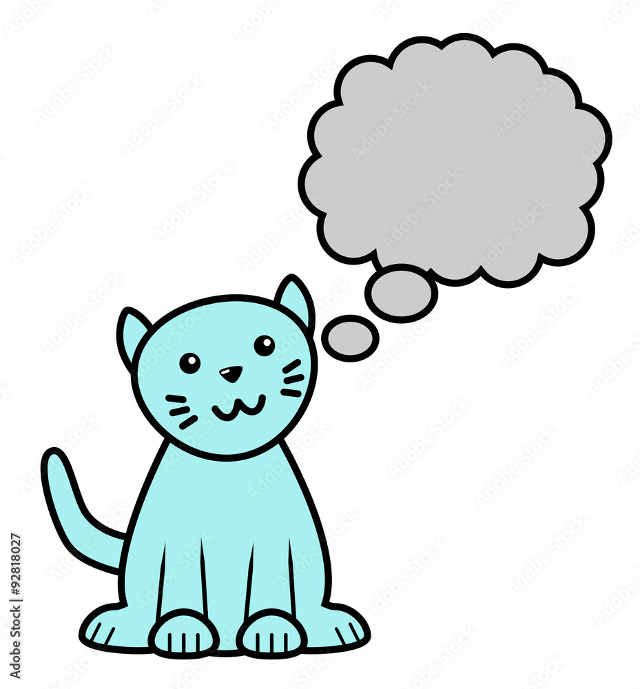 Fototapeta premium Cat with thinking bubble vector icon image