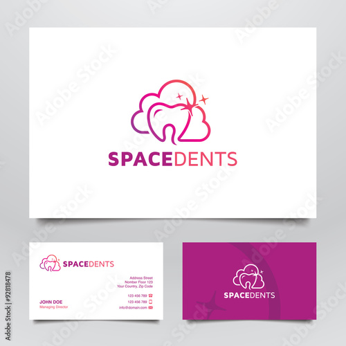 Line Art Dentist Cloud Logo and Business Card Concept