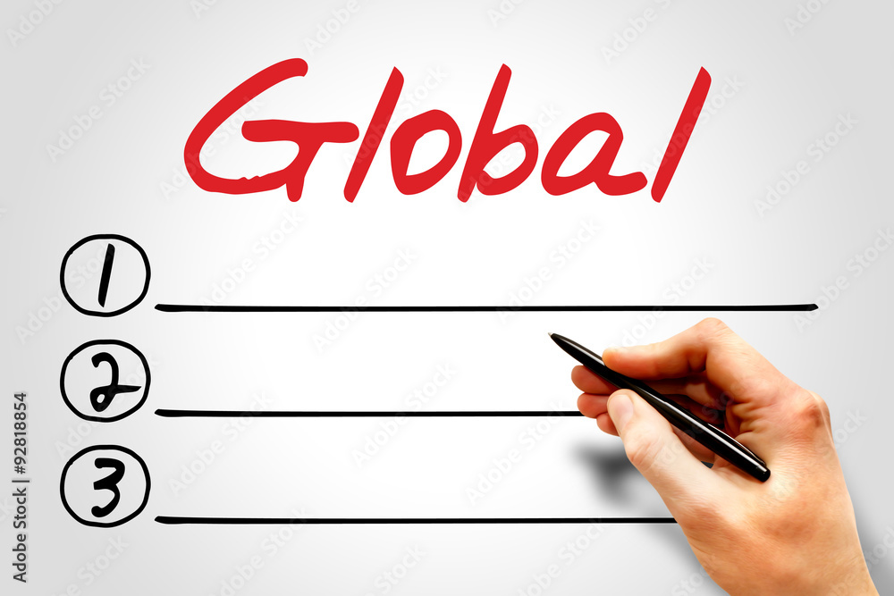Global blank list, business concept Global blank list, business concept
