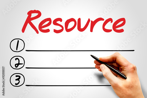 Resource blank list, business concept