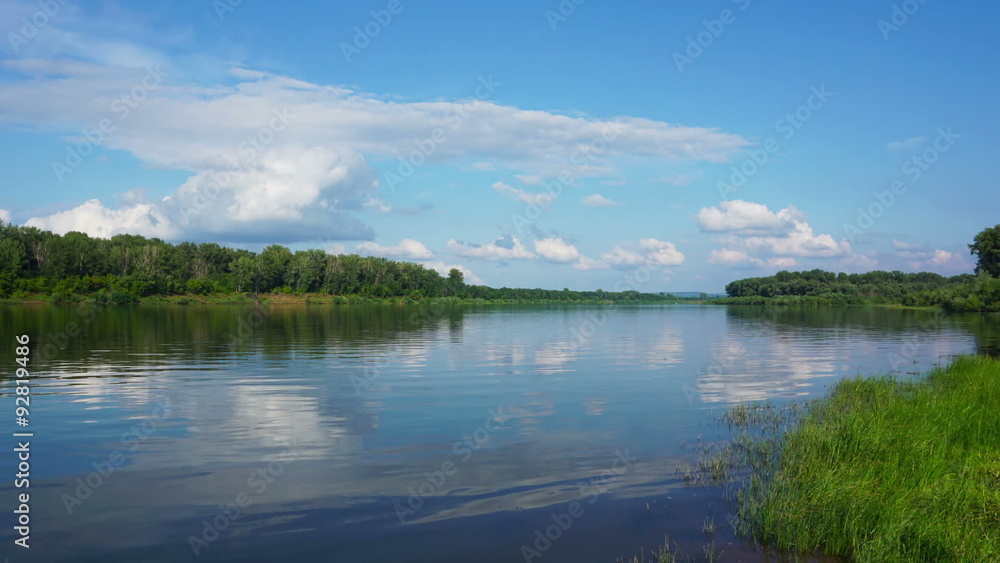 landscape with calm river and clouds, timelapse, zoom in
landscape with calm river and clouds, timelapse, zoom in