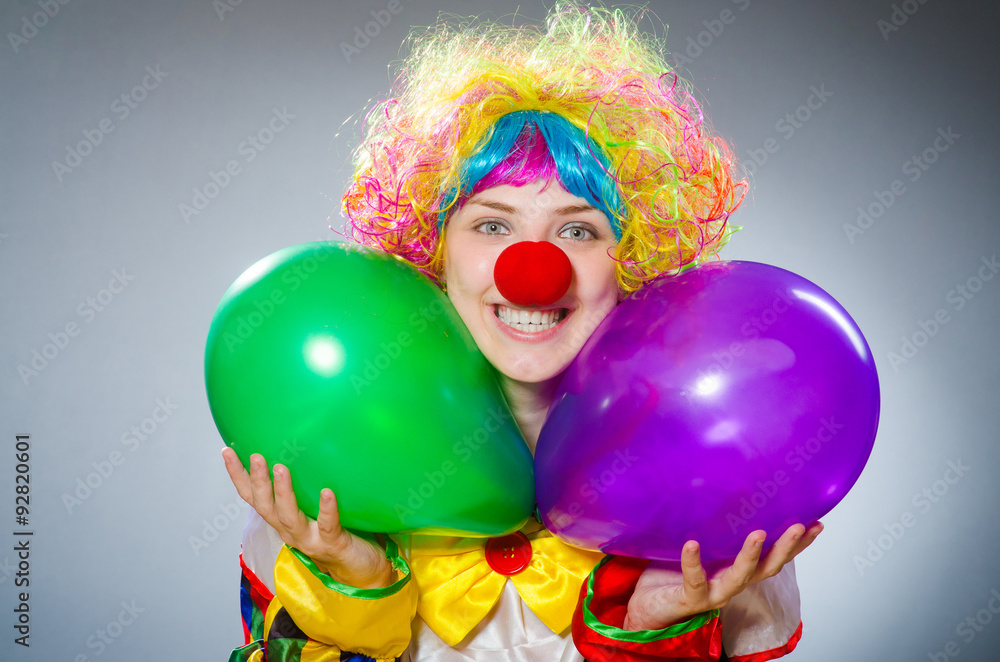 Funny clown in comical concept Funny clown in comical concept