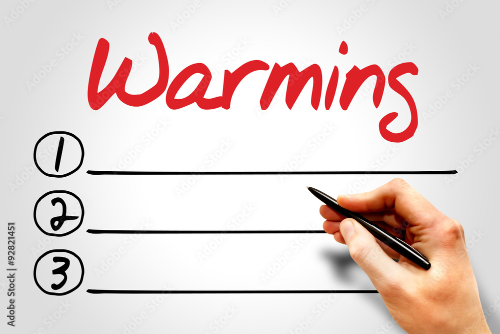 Warming blank list, environmental concept Warming blank list, environmental concept