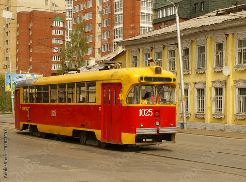 Old Tram in Ufa (Russia, Bashkortostan)