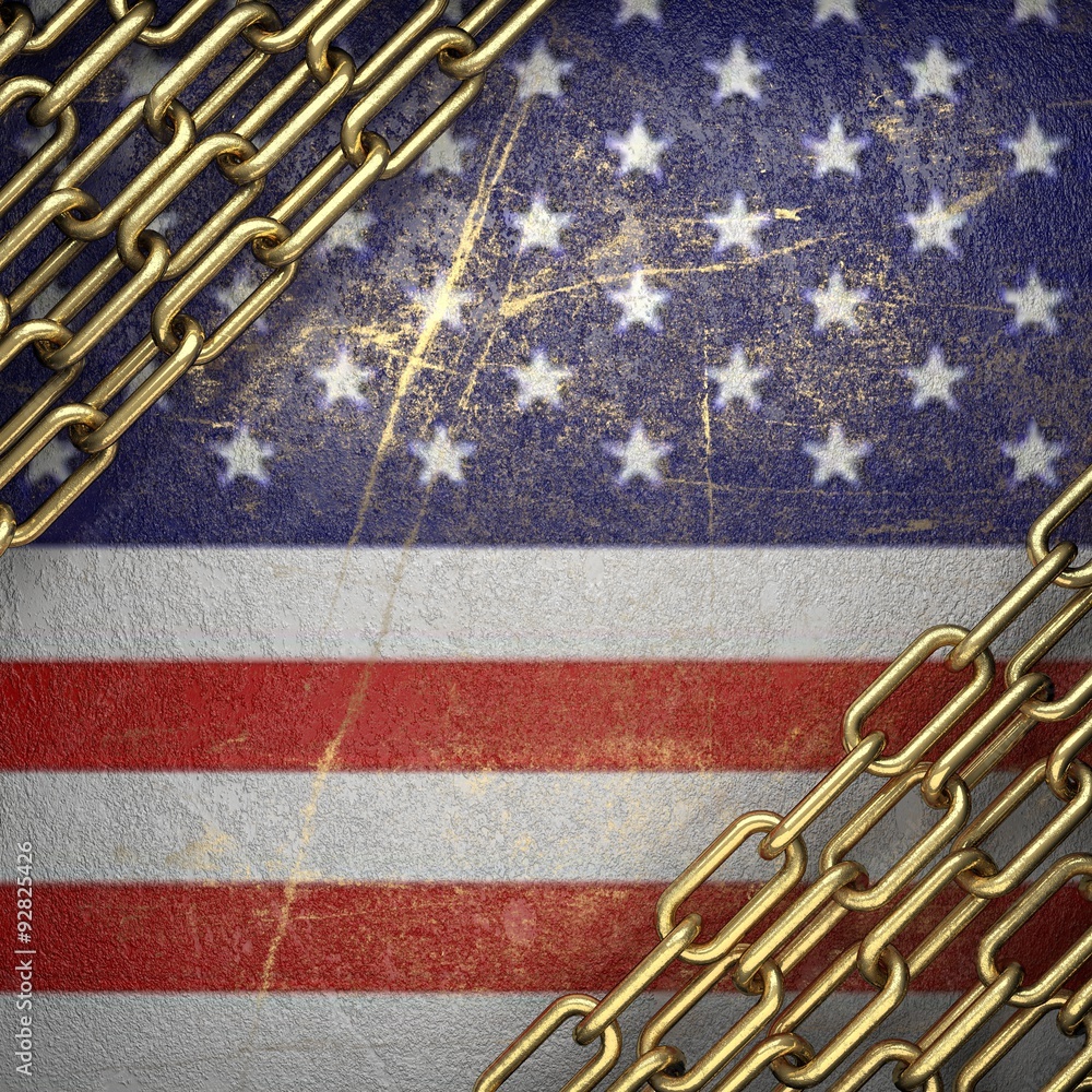 Fototapeta premium golden background painted to US flag