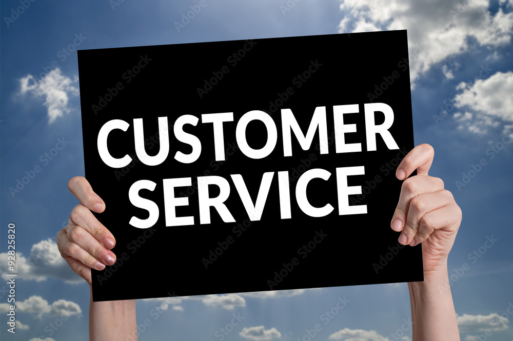 Customer Service card with cloud background Customer Service card with cloud background