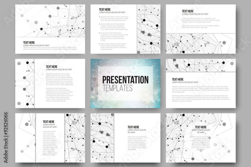 Set of 9 templates for presentation slides. Molecular structure