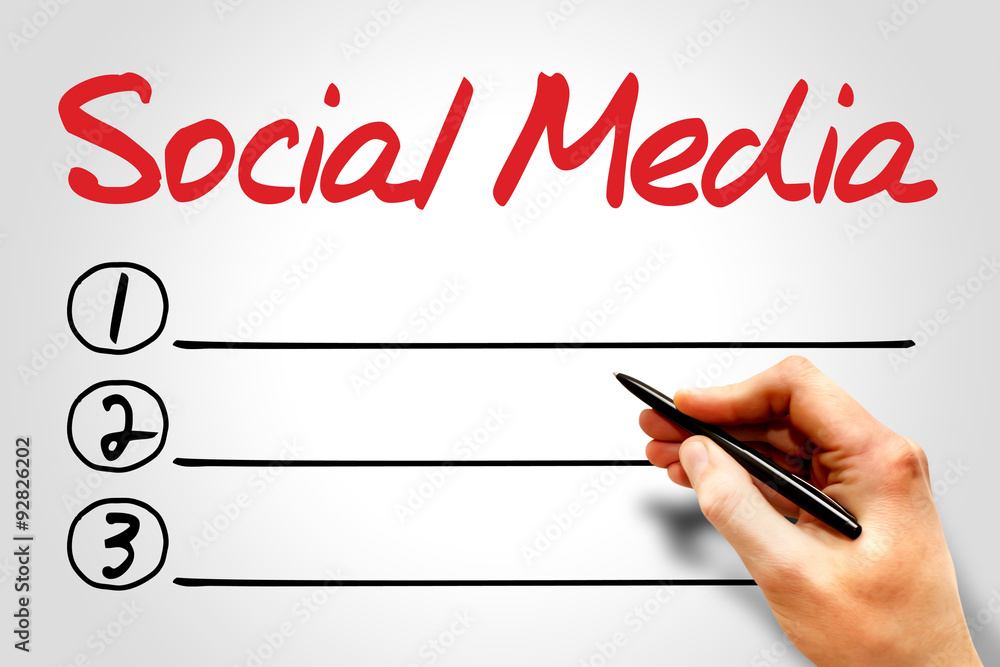 Social Media blank list, business concept Social Media blank list, business concept