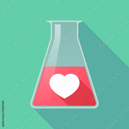 Long shadow chemical test tube flask with a heart