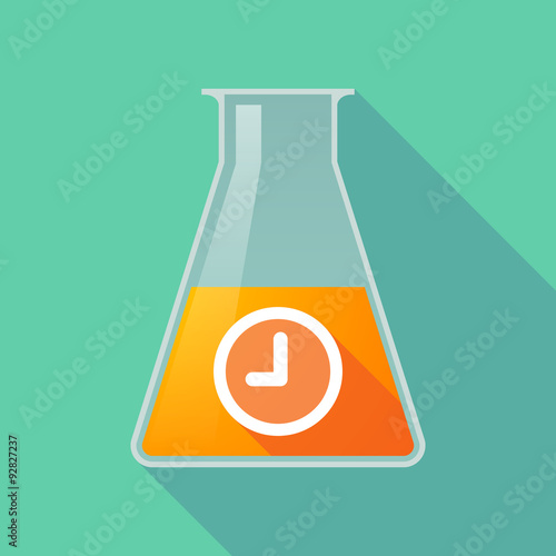 Long shadow chemical test tube flask with a clock